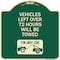 Signmission Vehicles Left Over 72 Hours Will Towed Tow-Away Zone Heavy-Gauge Alum Sign, 18" x 18", G-1818-22739 A-DES-G-1818-22739 - alternate 1